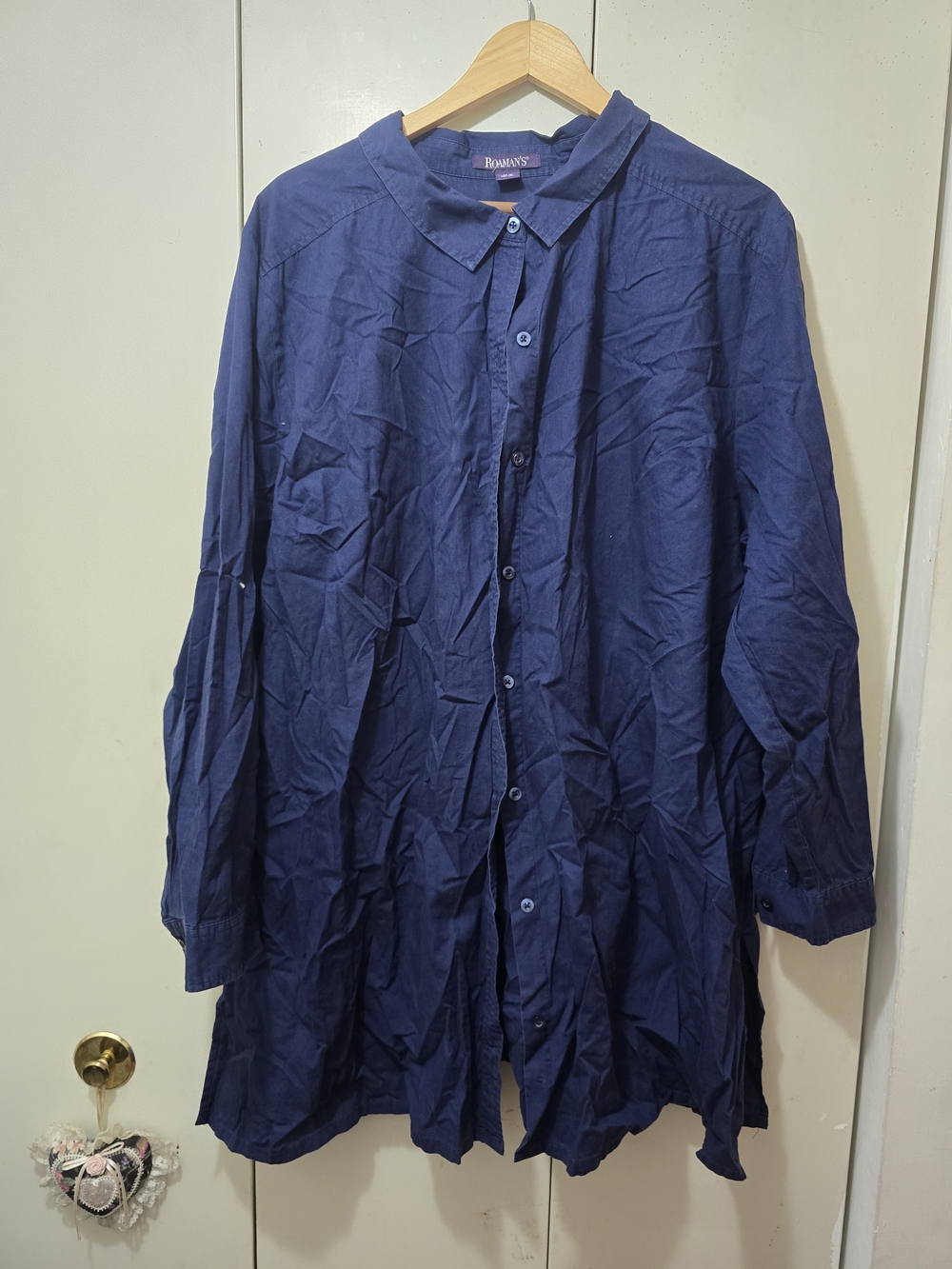 Roaman's Navy Button-Up Lightweight Shirt
